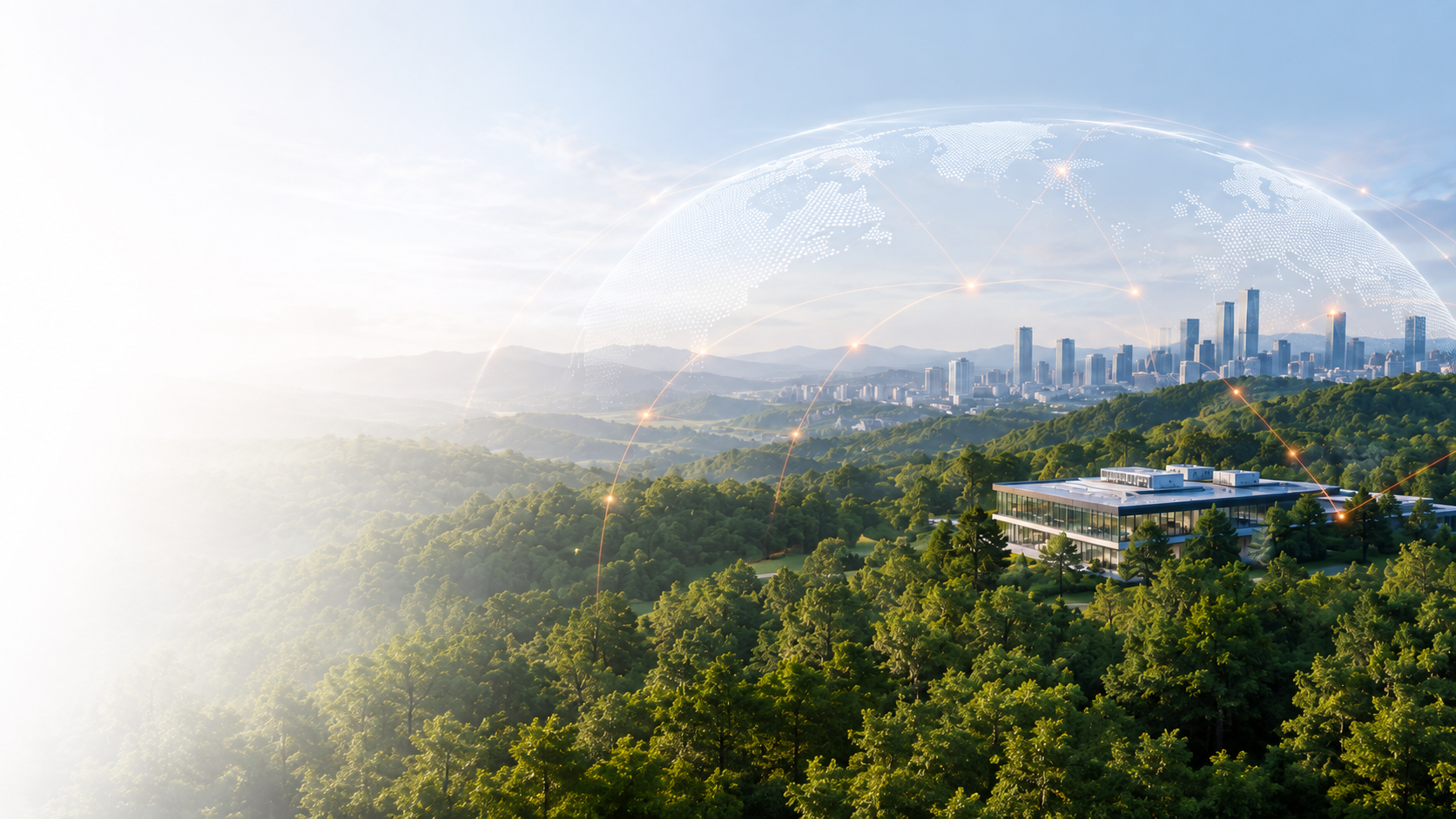 Connected low-carbon city surrounded by nature